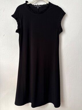 Nik and Nash Black Ruffle-edged Mini Evening Dress Sz Medium